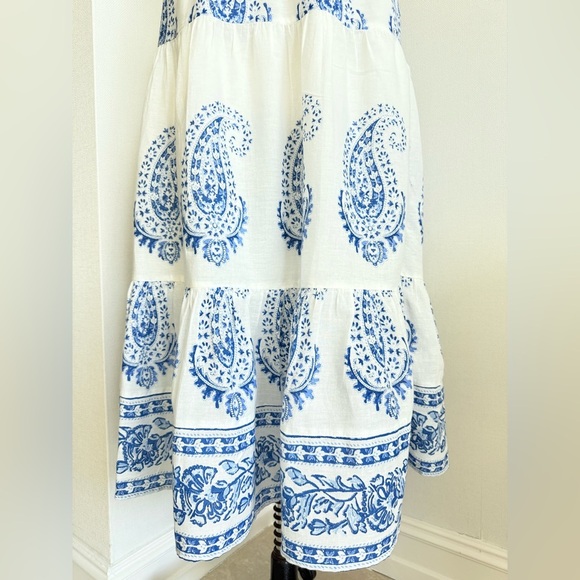 Lucky Brand Midi , long summer Blue and White Paisley Skirt, Size S, 100%Cotton - Picture 7 of 14